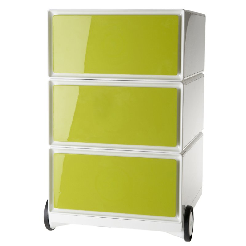 PAPERFLOW boîte à tiroirs rotative easyBox, 3 tiroirs, blanc/rouge, 390×436×642 mm