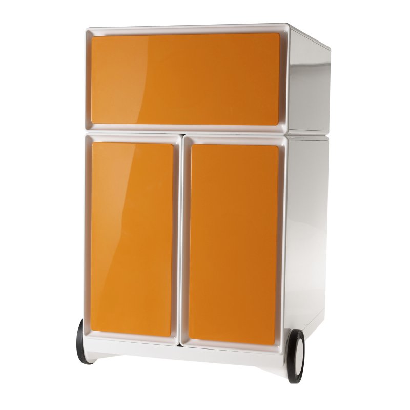 PAPERFLOW conteneur à roulettes easyBox, 1 tiroir, blanc/orange, 390×436×650 mm