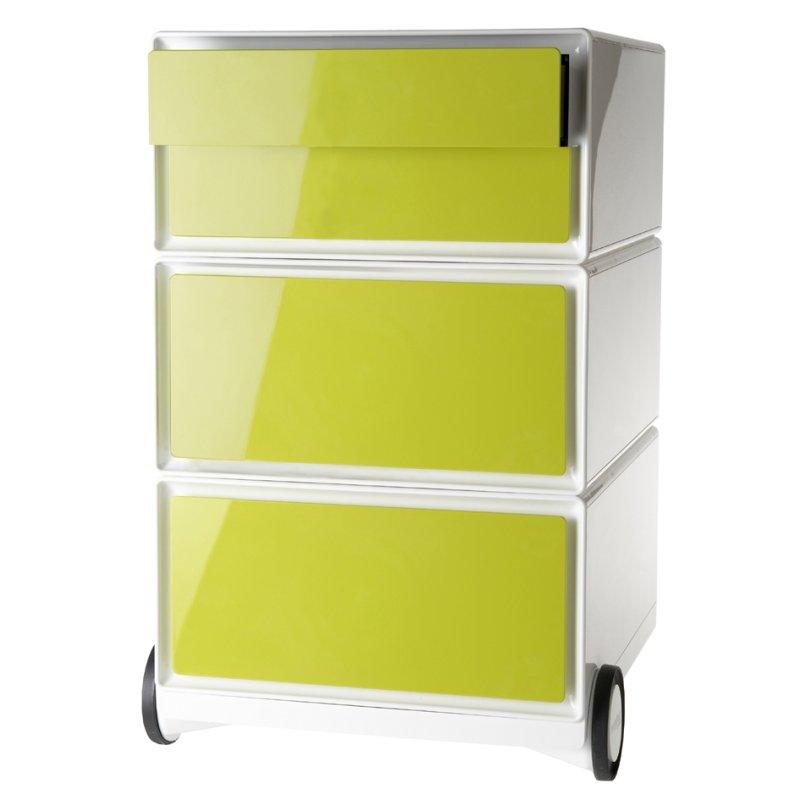 PAPERFLOW conteneur à tiroirs roulant easyBox, 4 tiroirs, blanc/vert