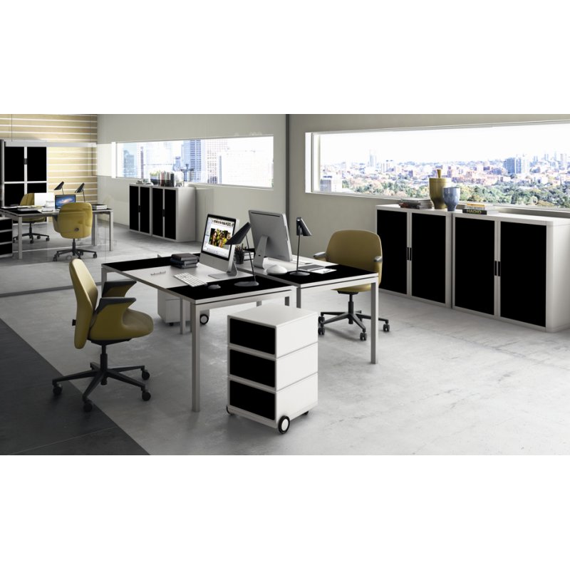 PAPERFLOW roldeurkast easyOffice, wit/antraciet, 1100×415×1040 mm, 2 legborden