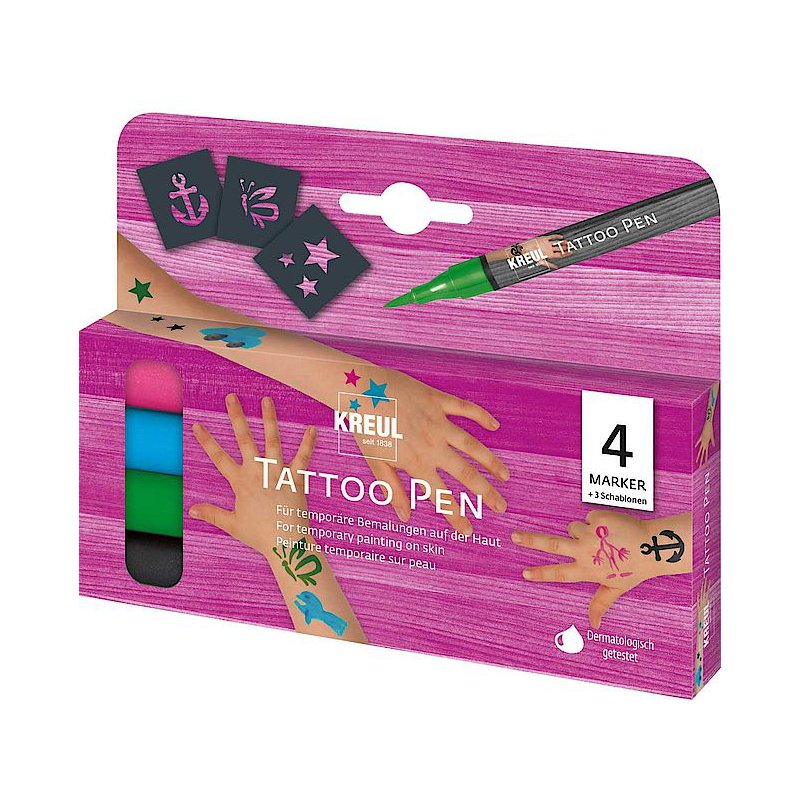 KREUL tattoo stiftset 'Anker, Sterren, Vlinder', 4 pièces, 0,5-3,0 mm