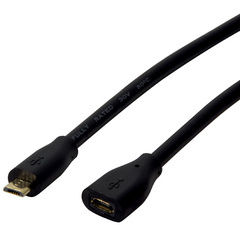 LogiLink Micro USB 2.0 verlengkabel, zwart, 1,0 m