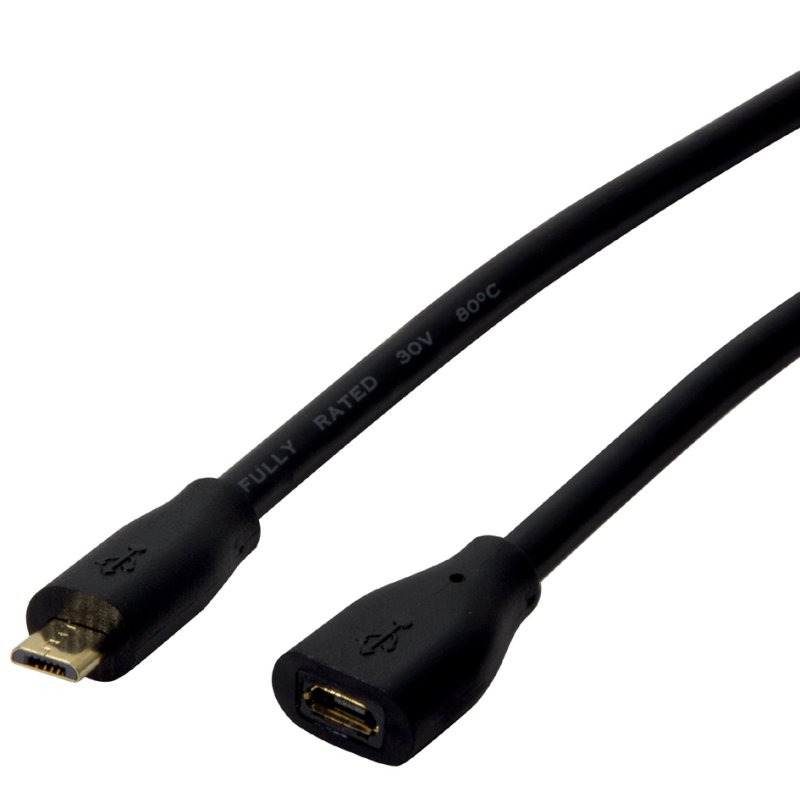 LogiLink Câble d'extension Micro USB 2.0, noir, 2,0 m