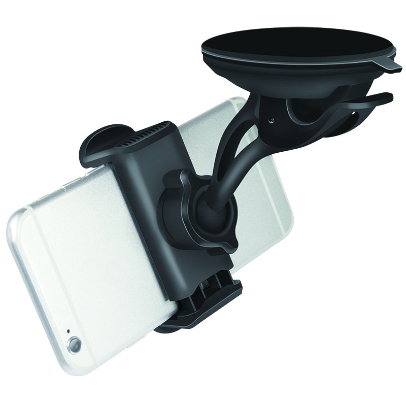 LogiLink smartphone holder car, black, windscreen mounting, gel suction cup, 360° rotatable