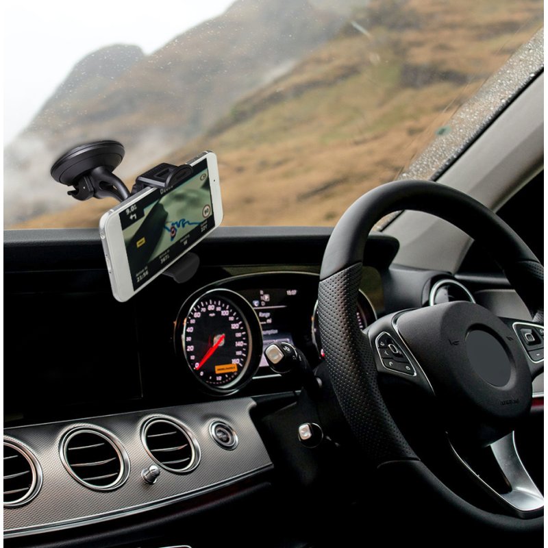 LogiLink smartphone holder car, black, windscreen mounting, gel suction cup, 360° rotatable