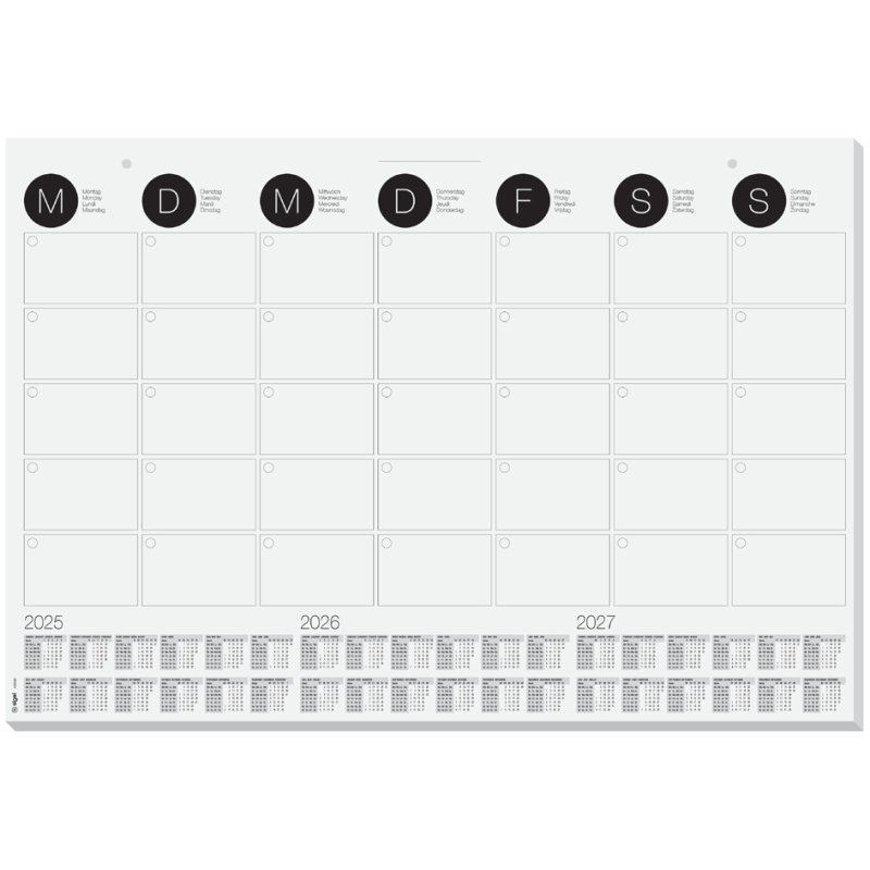 Sigel Sous-main, noir-blanc, 595×410 mm, 12 feuilles