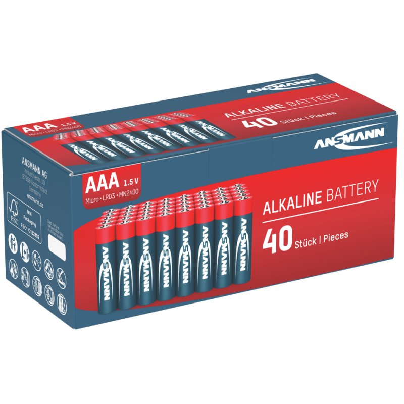 ANSMANN alkaline batterijen AAA, LR03 1,5 V, 1.200 mAh, 100 stuks