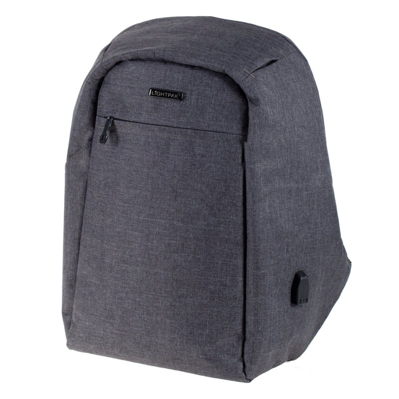 LiGHTPAK sac à dos SAFEPAK, port de charge USB, gris, 31×15×45 cm