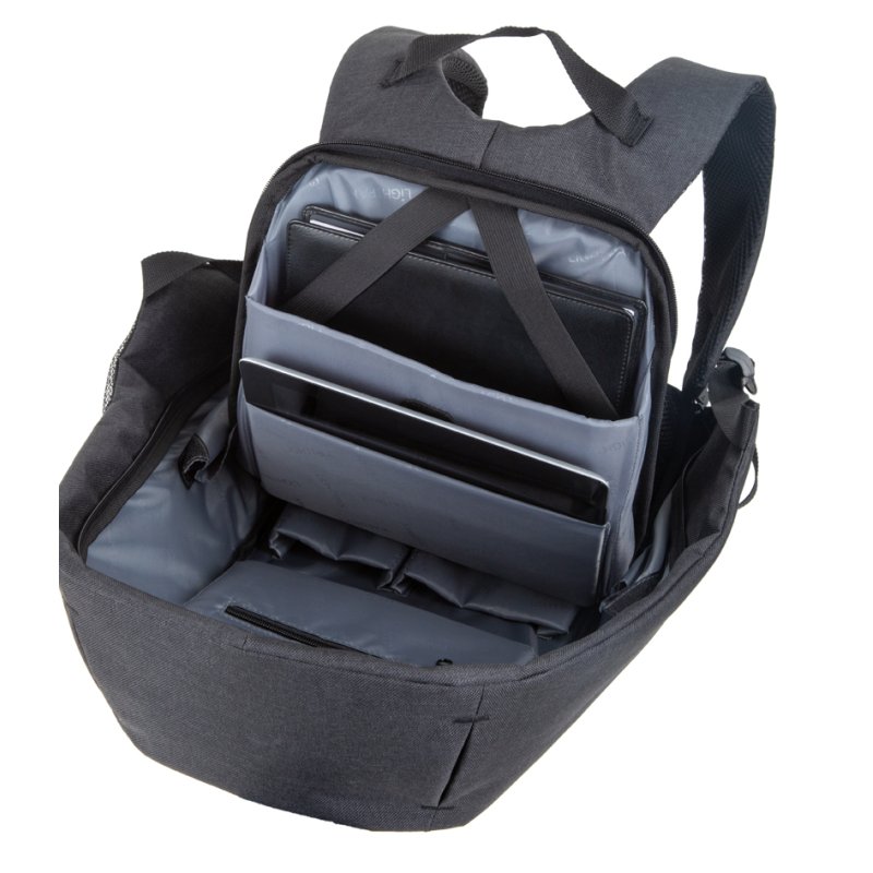 LiGHTPAK sac à dos SAFEPAK, port de charge USB, gris, 31×15×45 cm