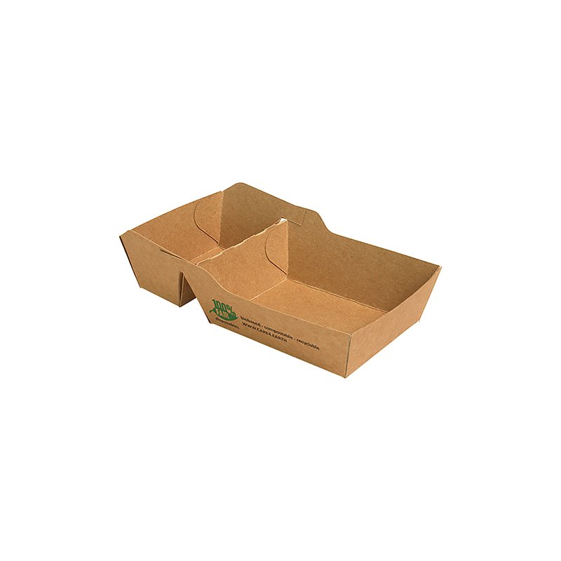 PAPSTAR cornet frites pure avec compartiment sauce, biodégradable, carton brun, 80 pièces