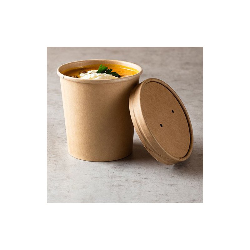 PAPSTAR couvercle pour gobelet soupe rond, brun, 98 mm, 25 pièces