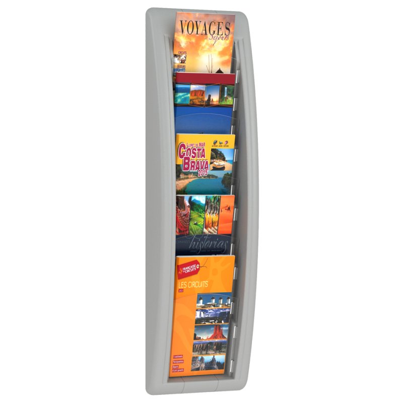 PAPERFLOW porte-brochures mural Quick fit, 1/3 A4, aluminium, 5 compartiments