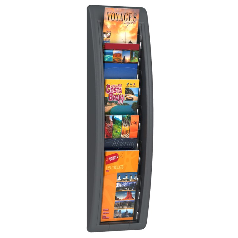 PAPERFLOW porte-brochures mural Quick fit, 1/3 A4, aluminium, 5 compartiments
