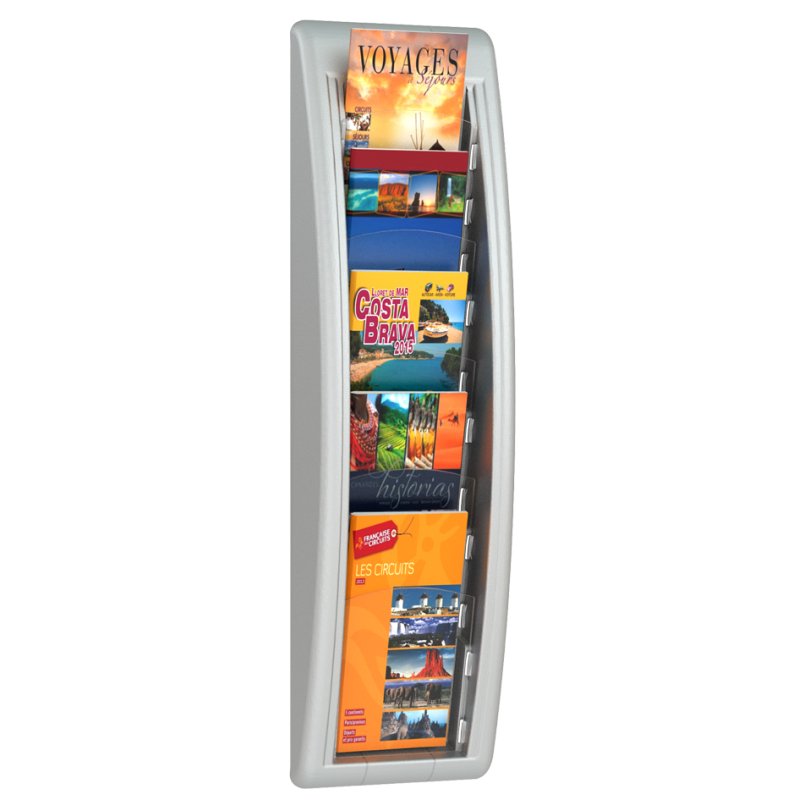 PAPERFLOW porte-brochures mural Quick fit, 1/3 A4, aluminium, 5 compartiments