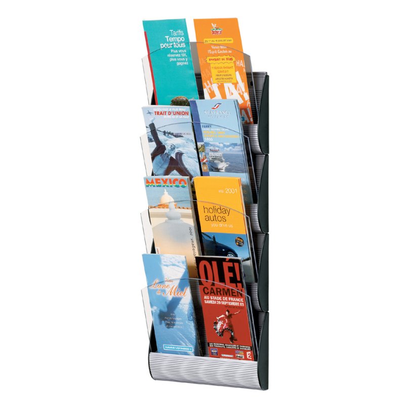 PAPERFLOW wandbrochurehouder Integral, DIN lang, aluminium kleur, 4 vakken