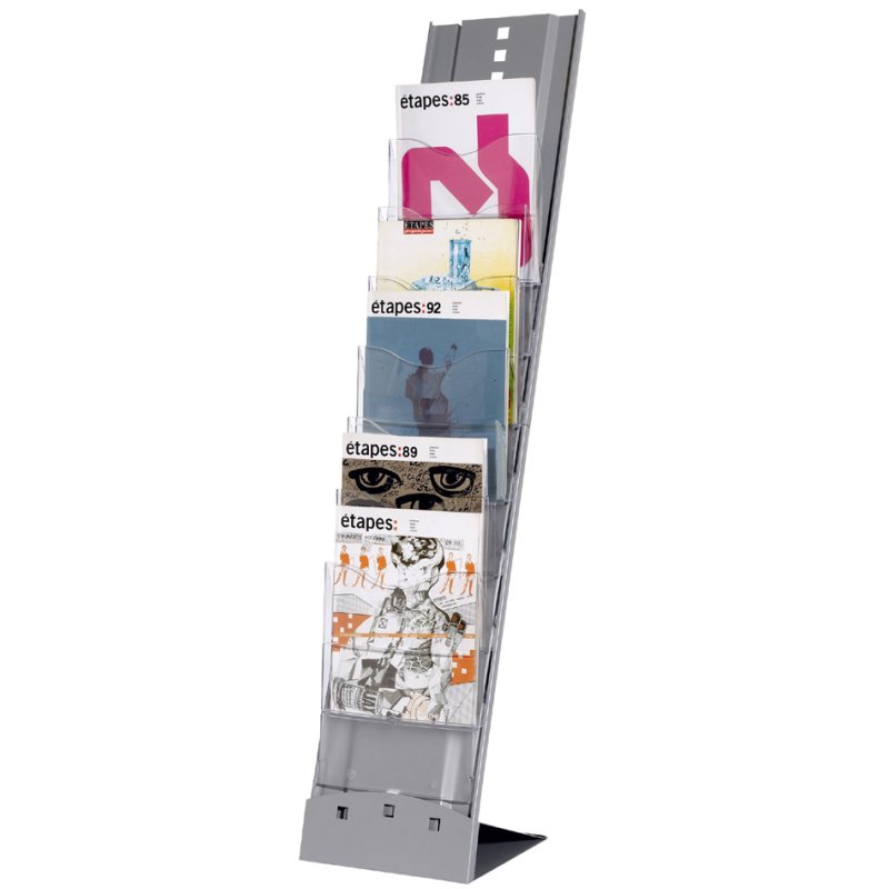 PAPERFLOW PLIO brochure holder, metal with transparent compartments