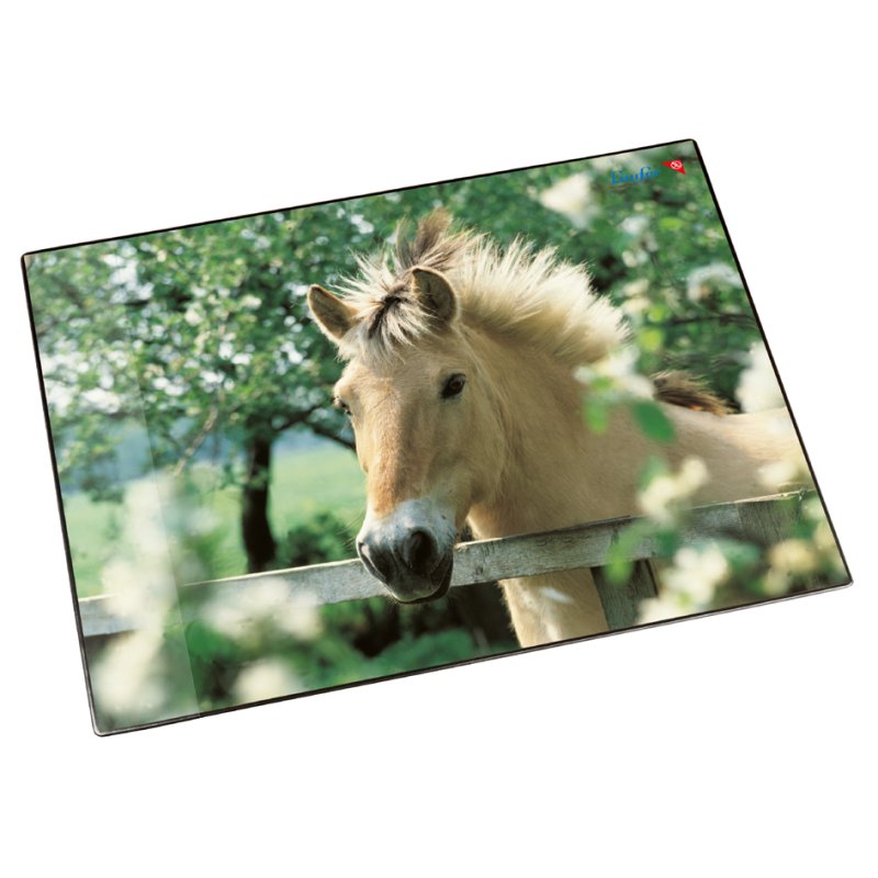 Läufer Desk Mat horse by pasture fence, non-slip 3-layer