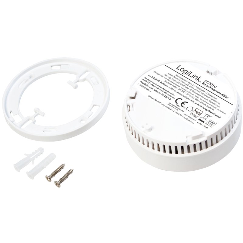 LogiLink Longlife smoke detector, white, 10-year lithium battery