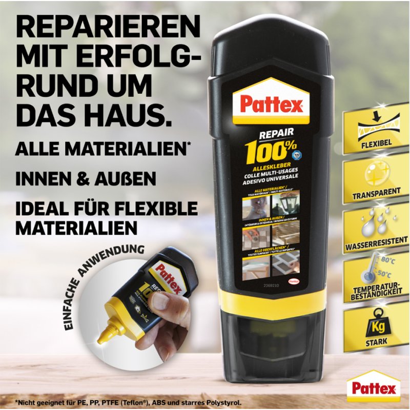 Pattex colle universelle 100% Repair, transparent, tube 50 g
