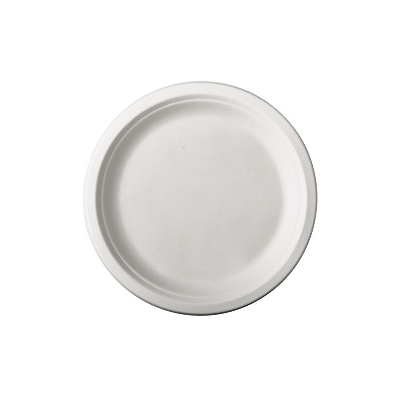 PAPSTAR assiette en bagasse pure rond, 23 cm, blanc, 50 pièces
