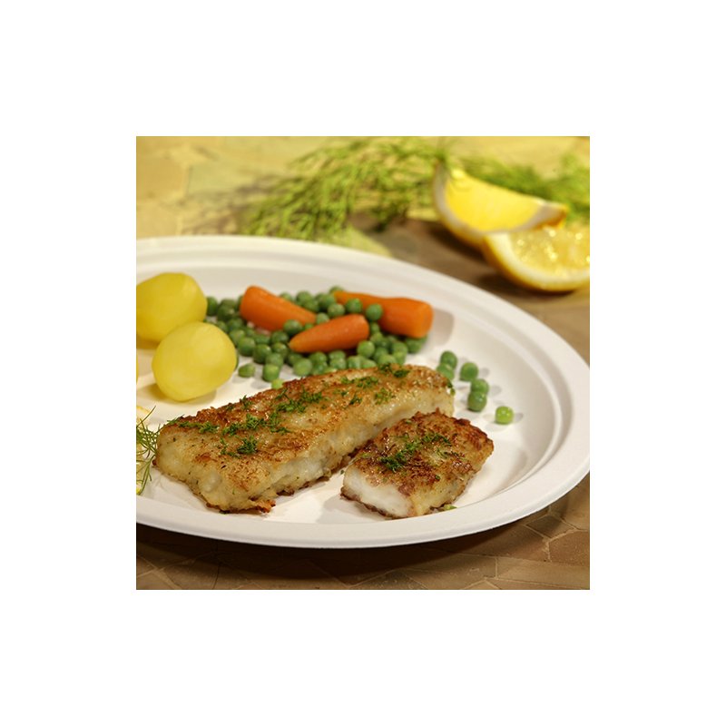 PAPSTAR assiette en bagasse pure rond, 23 cm, blanc, 50 pièces