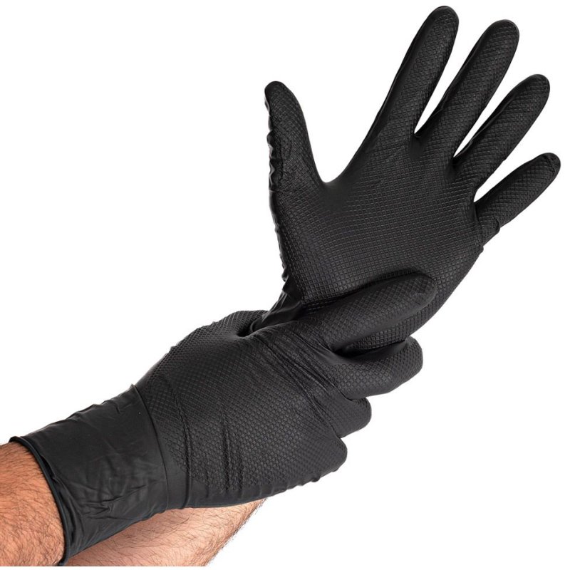 HYGOSTAR gants en nitrile Power Grip Long, noir, taille S, 50 pièces