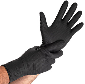 HYGOSTAR nitril handschoenen Power Grip Long, zwart, maat L, 50 stuks