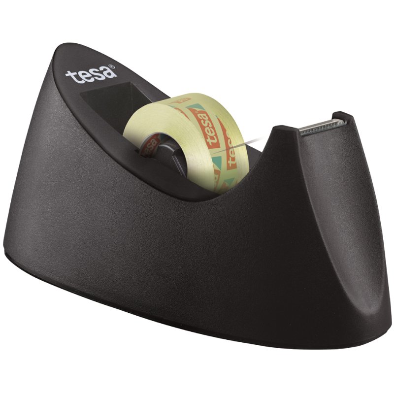 tesa distributeur de table Easy Cut Curve, transparent, avec ruban adhésif 19 mm × 10 m