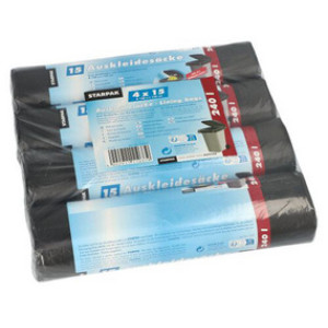 STARPAK vuilniszakken zwart 120 liter, LDPE folie 16 my, 4 rollen à 20 stuks