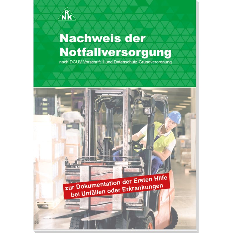 RNK Verlag pad Nachweis der Notfallversorgung, green, A5, 50 sheets, 80 g/m²