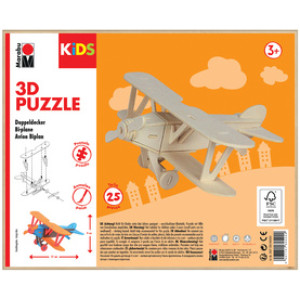 Marabu KiDS 3D puzzel Vliegtuig Dubbeldekker, 25 stuks, sperrenhout, 210×90 mm