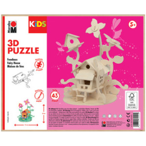Marabu KiDS 3D puzzel Feeënhuis, 43 stuks, sperrhouten bouwset