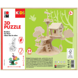 Marabu KiDS 3D puzzel Boomhut, 37 stuks, sperrenhout, 280×260 mm