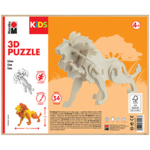 Marabu KiDS 3D puzzel Leeuw, 34 stukjes, sperrenhout, 195×130 mm