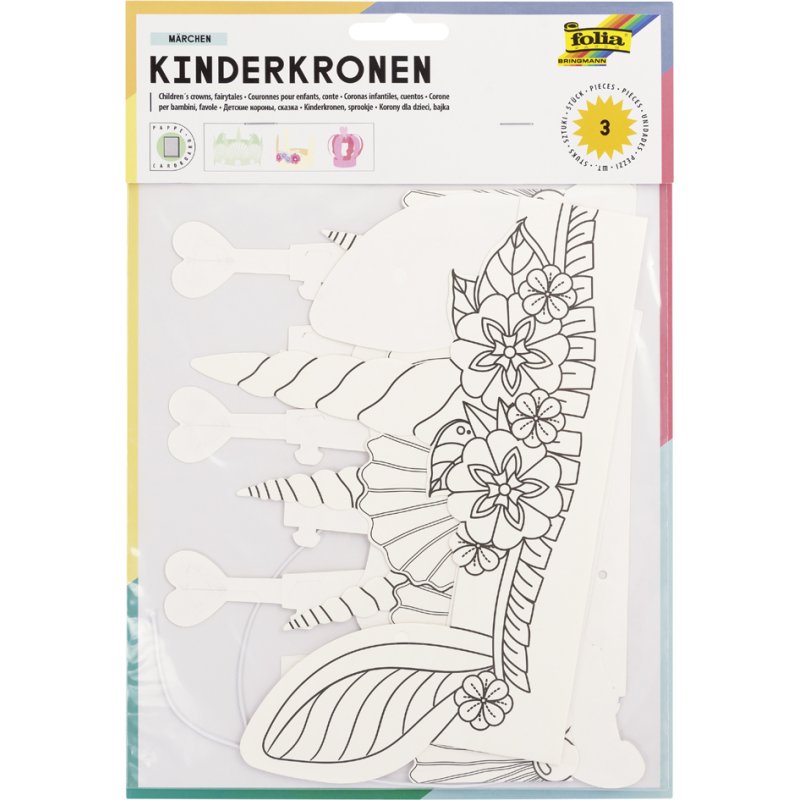folia kinderhoedenset Sprookjes, karton 250 g/m², wit, 3 stuks