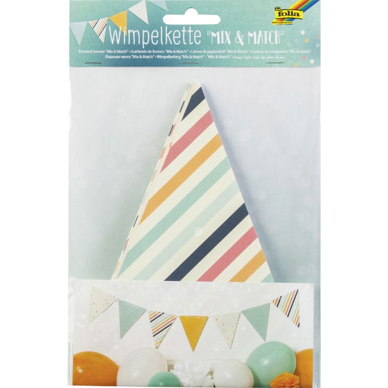 folia wimpelslinger mix & match, 14 wimpels, motivkarton, 3,50 m