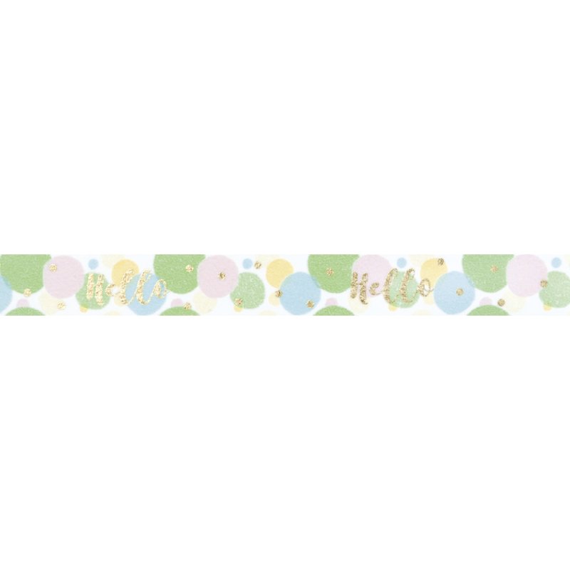 folia decoratie washi tape hotfoil goud Hello, 15 mm × 5 m, handmatig scheurbaar