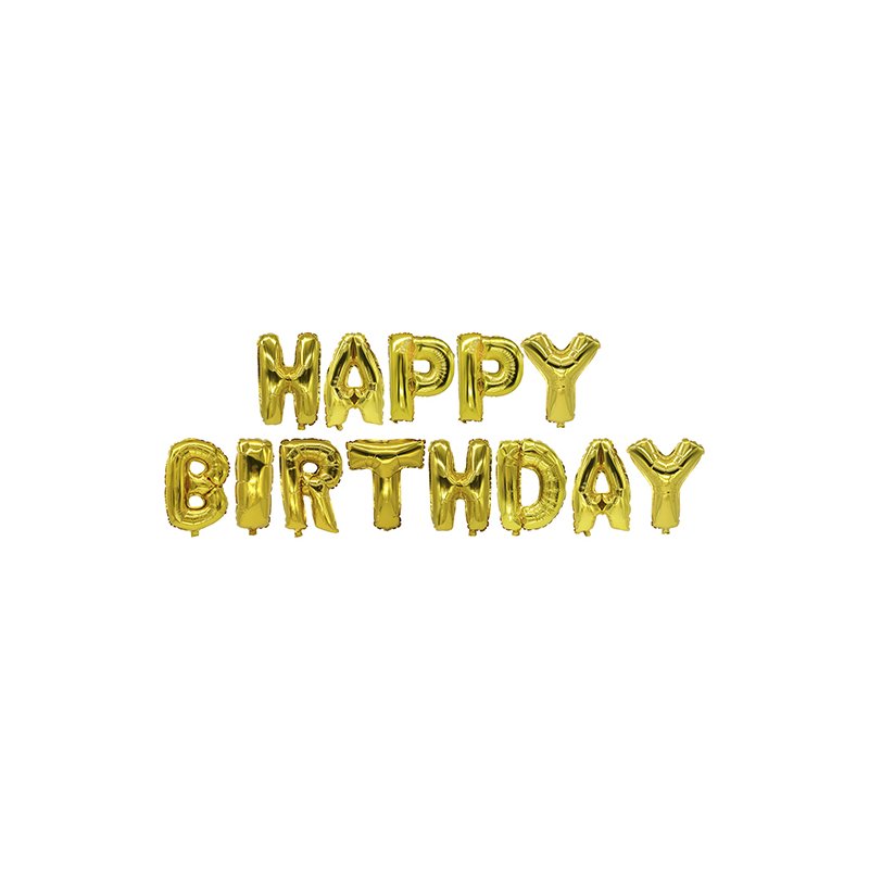 PAPSTAR folieballonset Happy Birthday, goud, PET-folie, herbruikbaar
