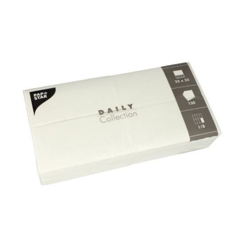 PAPSTAR serviettes de bistro, blanc, 32×32 cm, 150 pièces