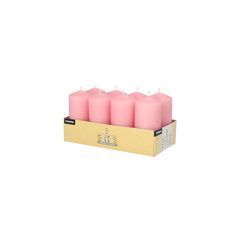 STARPAK bougies tronc, rouge, diamètre 50 mm, 8 pièces