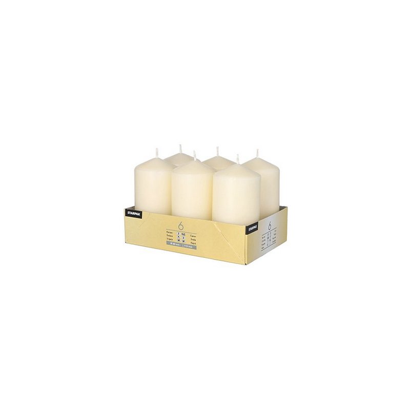 STARPAK bougie bloc, blanc, diamètre 60 mm, 6 pièces