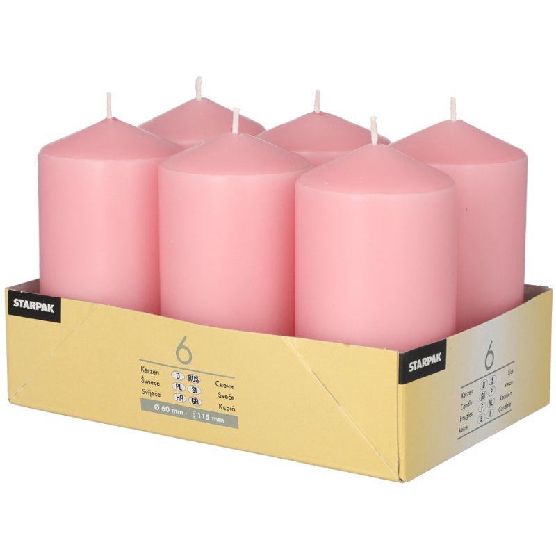 STARPAK bougie bloc, blanc, diamètre 60 mm, 6 pièces