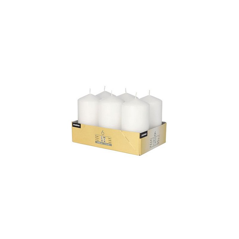 STARPAK bougie bloc, blanc, diamètre 60 mm, 6 pièces