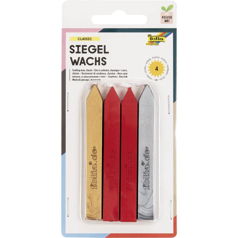 folia lakzegels CLASSIC, rood/goud/zilver, 4 stuks