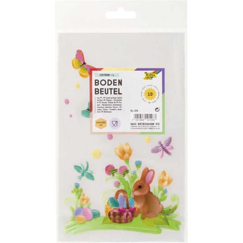 folia bodemzakjes Pasen, transparant, 115×190 mm, 10 stuks