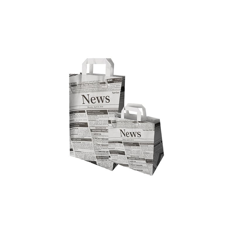 PAPSTAR draagtas krantenprint, zwart/wit, kraftpapier 70g, 50 stuks