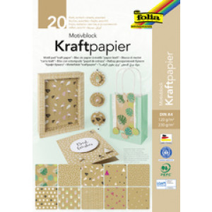 folia motivblok kraftpapier A4, 20 vel, 10 motieven