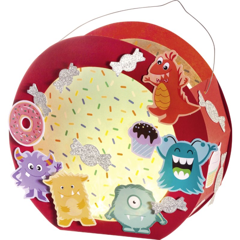 folia knutselset papieren lampion Monsters, rood, 200 mm