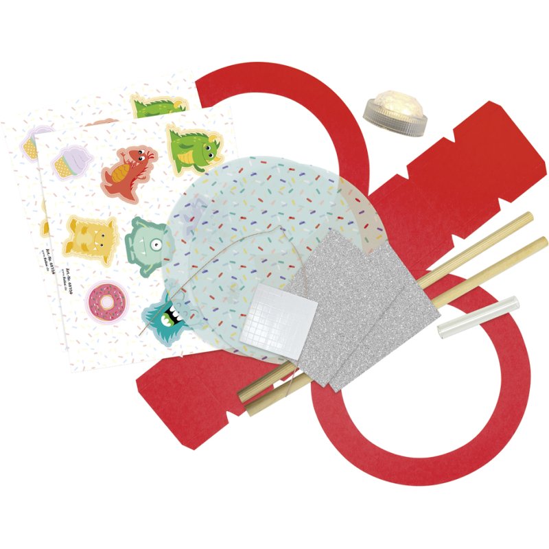 folia knutselset papieren lampion Monsters, rood, 200 mm