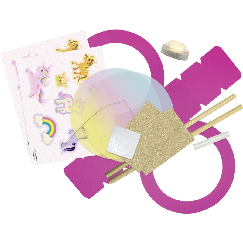 folia lantaarn maakpakket Pony, roze, 200 mm, LED-licht